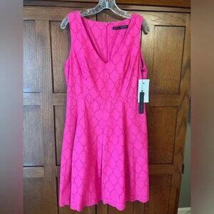 NWT Nordstrom Ivanka Trump Dark Pink Eyelet Sleeveless Barbie core Dress Size 10